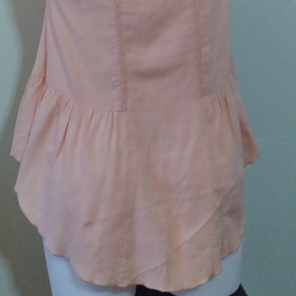 Pretty Sleeveless Button Up,High-Low Blouse, Pink/Rose - Picture 4 of 12